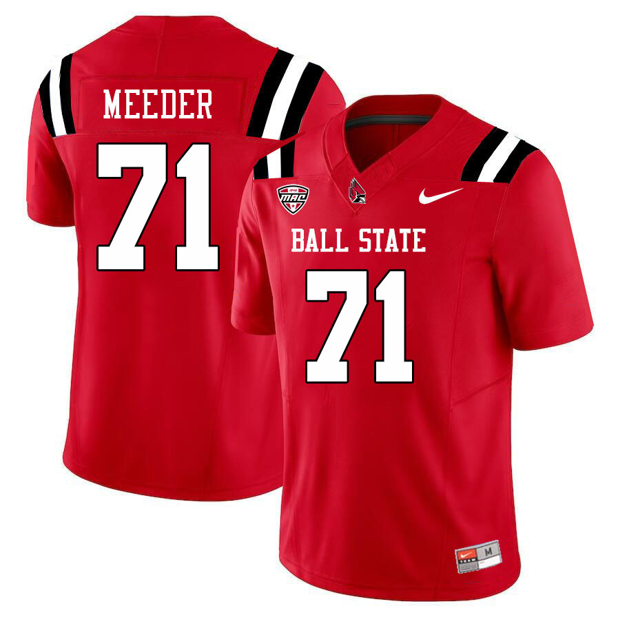 Ball State Cardinals #71 Kevin Meeder College Football Jerseys Stitched Sale-Cardinal
